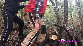I go to my husband in the woods and during the break he breaks my ass